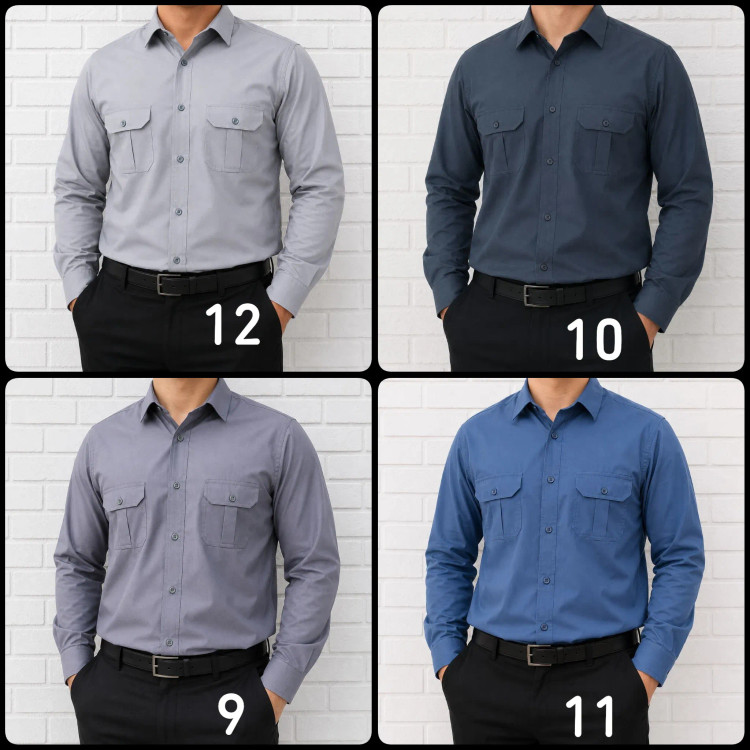 پیراهن مردانه آستین بلند تترون دو جیب سایز بزرگ رنگی