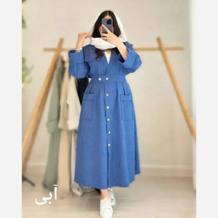 مانتو بلند تابستانه مدل ماربل جنس شانتون فری سایز رنگبندی متنوع