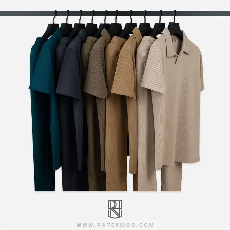 ست تیشرت نیم یقه و شلوار کبریتی مردانه سایز XL تا 3XL