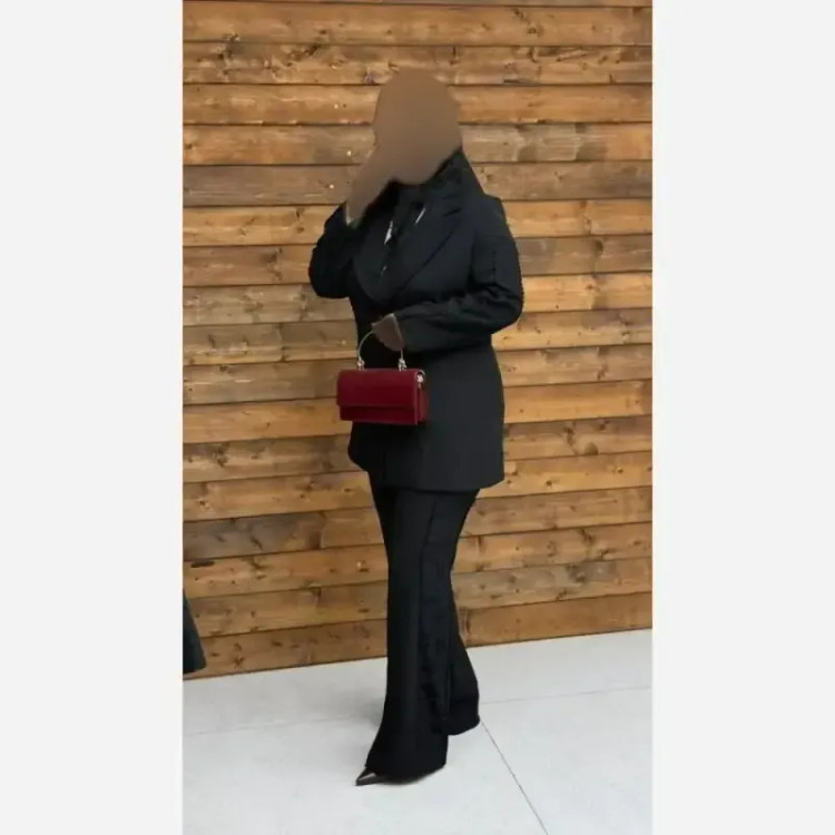 کت شلوار مجلسی زنانه میترا پارچه مازراتی دبل رنگ مشکی