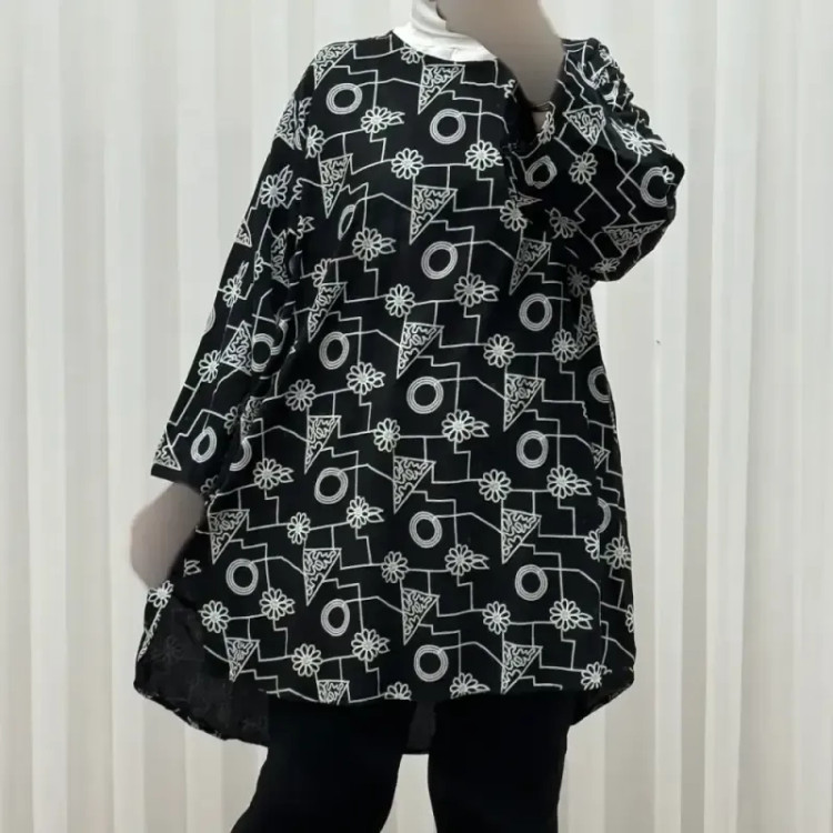 تونیک نخی زنانه سایز بزرگ مدل وهاب فری سایز مناسب تا 56