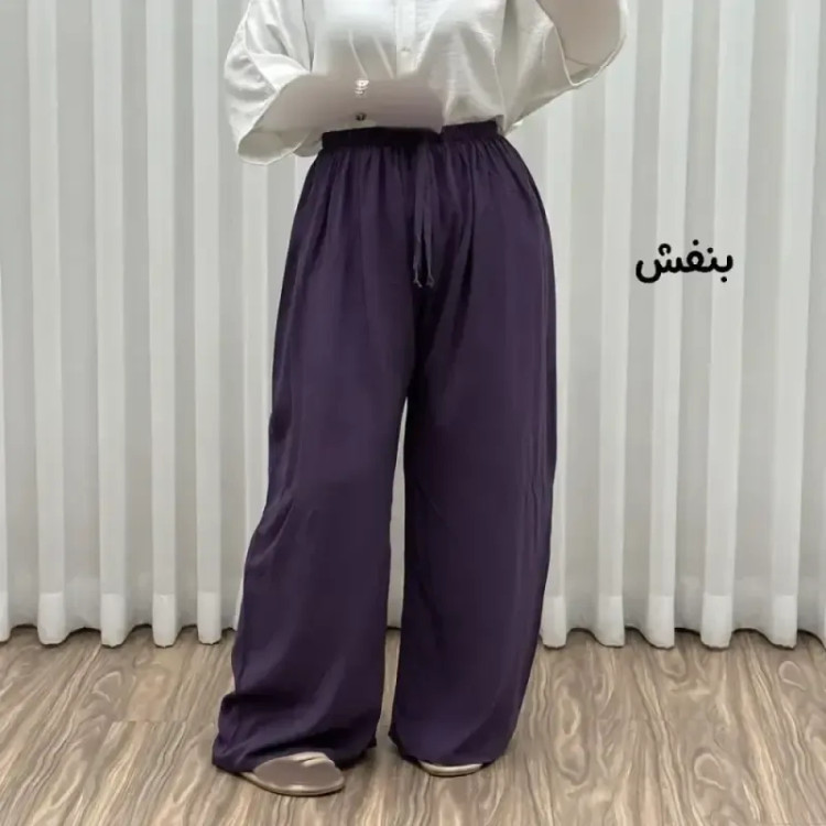 شلوار نخی زنانه راحتی فری سایز مناسب تا سایز 50 قد 107